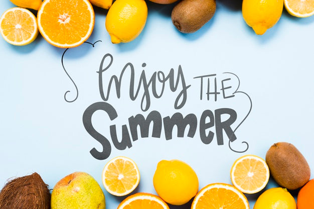 Flat Lay Copyspace Mockup With Summer Fruits Psd