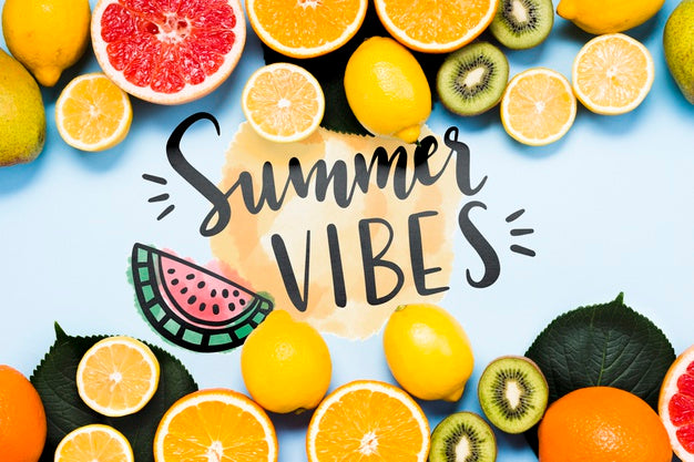 Flat Lay Copyspace Mockup With Summer Fruits Psd