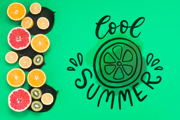 Flat Lay Copyspace Mockup With Summer Fruits Psd