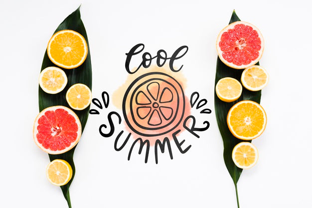 Flat Lay Copyspace Mockup With Summer Fruits Psd