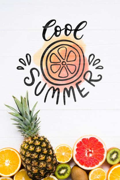 Flat Lay Copyspace Mockup With Summer Fruits Psd
