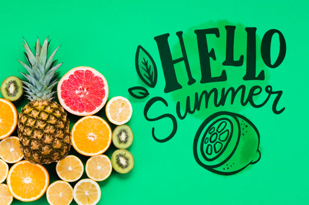 Flat Lay Copyspace Mockup With Summer Fruits Psd