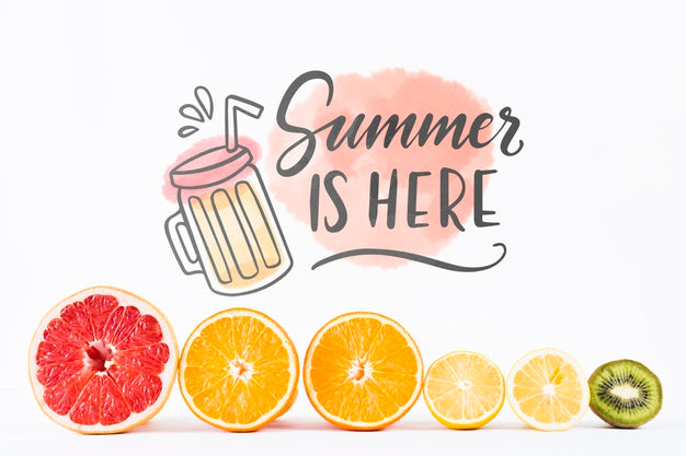 Flat Lay Copyspace Mockup With Summer Fruits Psd