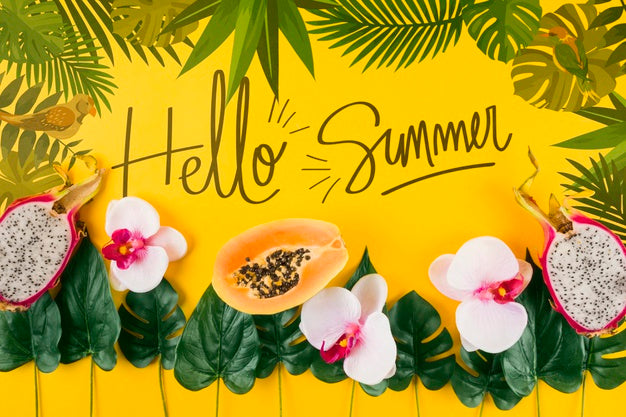 Flat Lay Copyspace Mockup With Tropical Leaves Psd