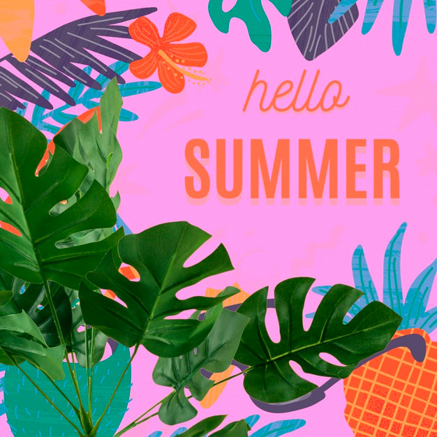 Flat Lay Copyspace Mockup With Tropical Leaves Psd