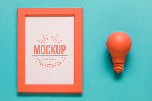 Flat Lay Coral Composition With Frame Mock-Up Psd