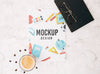 Flat Lay Cover Mockup On Workspace Psd