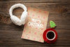 Flat Lay Cup Of Coffee With Merry Christmas Letter Psd