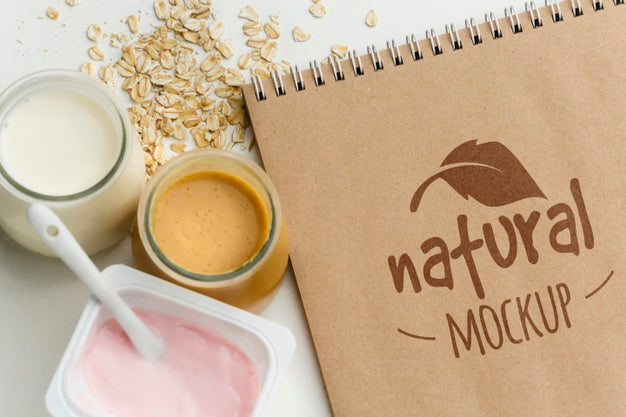 Flat Lay Dairy Products Arrangement Psd