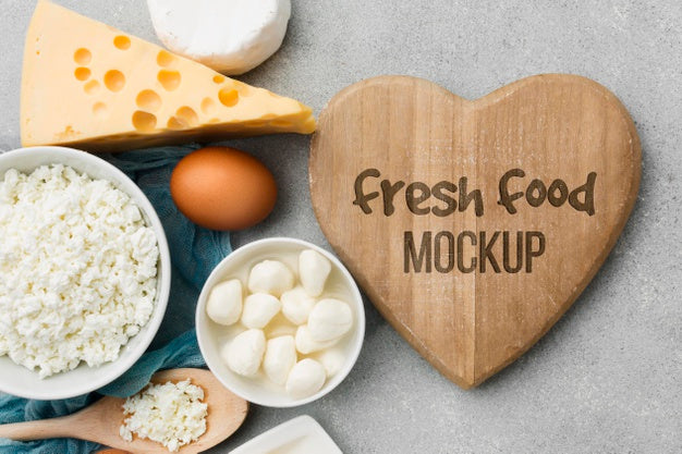 Flat Lay Dairy Products Mock-Up Psd