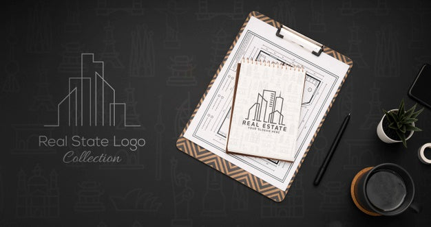 Flat Lay Dark Desk Decoration Psd