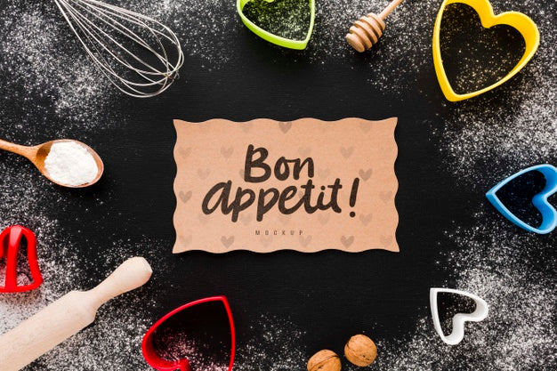 Flat Lay Decoration With Cooking Shapes Psd