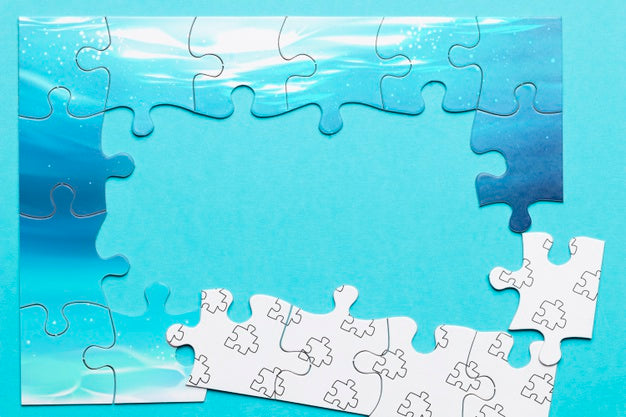 Flat Lay Decoration With Incomplete Puzzle Psd