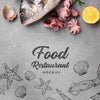 Flat Lay Delicious Sea Food Arrangement With Mock-Up Psd