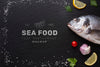 Flat Lay Delicious Sea Food Assortment With Mock-Up Psd