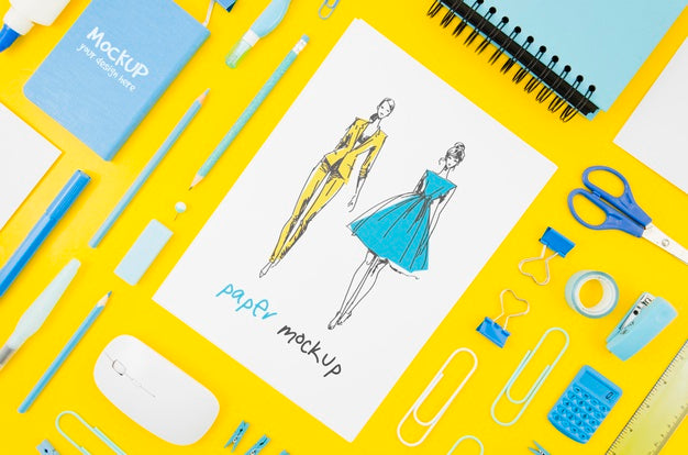 Flat Lay Designer And Stationery Items Mock-Up Psd