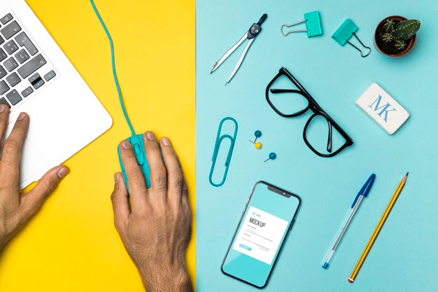 Flat Lay Desk Arrangement And Devices Psd