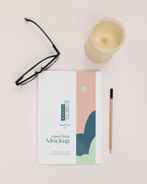 Flat Lay Desk Arrangement With Book Psd