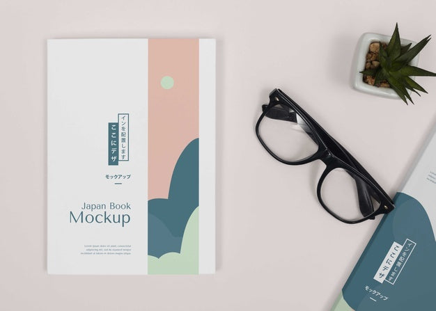 Flat Lay Desk Arrangement With Glasses Psd