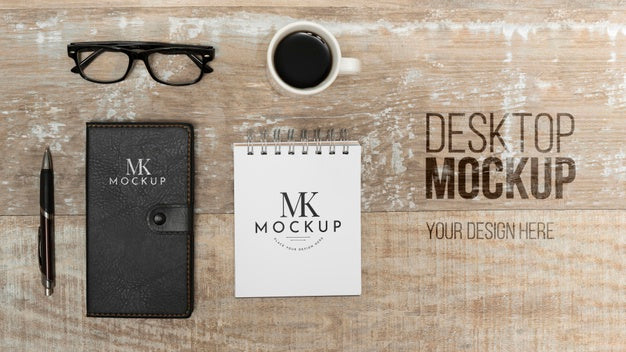 Flat Lay Desk Items Arrangement Psd