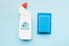 Flat Lay Detergent Bottle And Sponge Psd