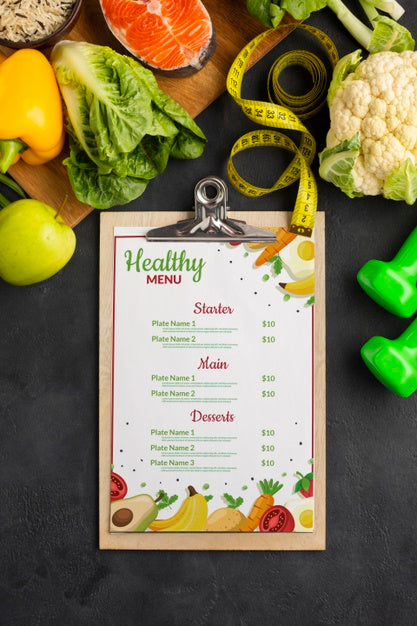Flat Lay Diet Menu With Veggies Psd