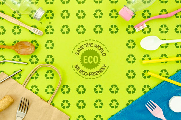 Flat Lay Eco-Friendly Tableware Psd