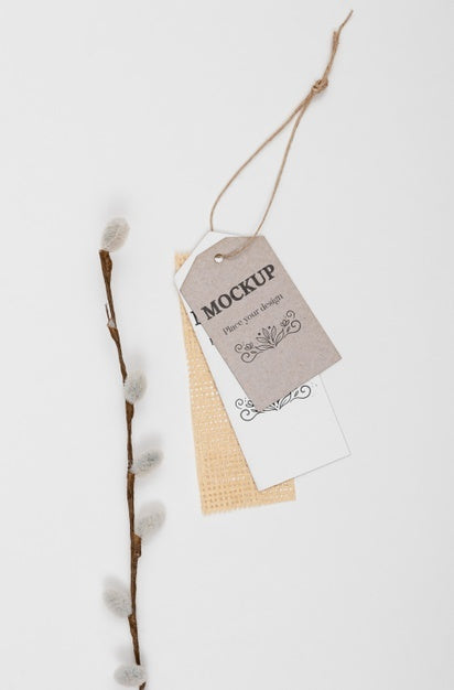 Flat Lay Eco Tags And Twig Arrangement Psd