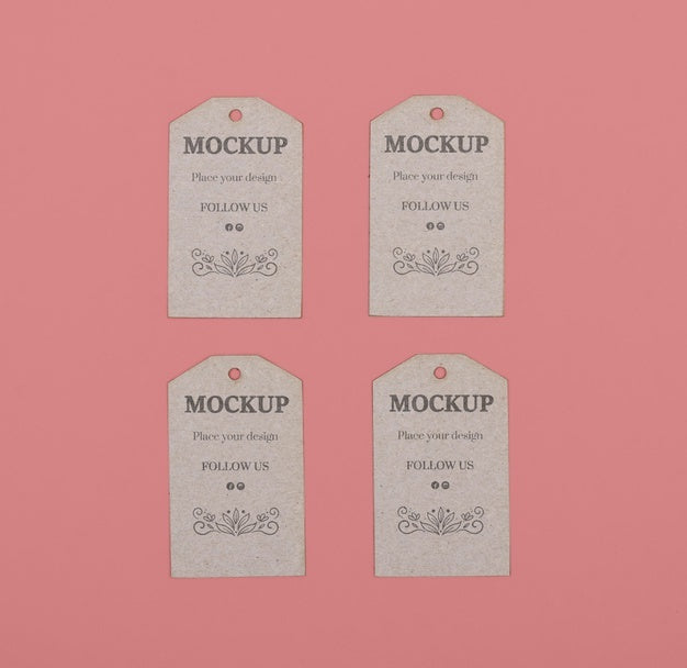 Flat Lay Eco Tags On Pink Background Psd