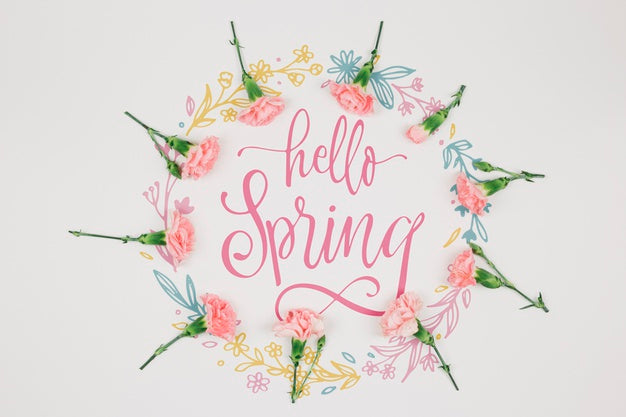 Flat Lay Floral Frame Psd