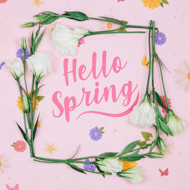 Flat Lay Floral Frame Psd