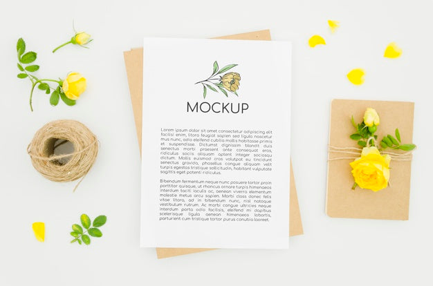 Flat Lay Flower Shop Botanical Mock-Up Psd