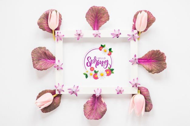 Flat Lay Frame Mockup For Spring Psd