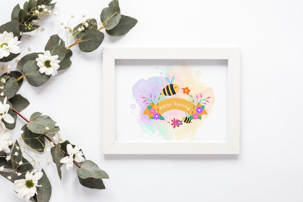 Flat Lay Frame Mockup For Spring Psd