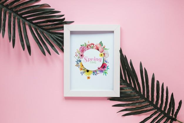 Flat Lay Frame Mockup For Spring Psd