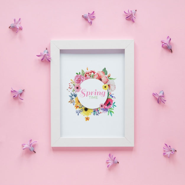 Flat Lay Frame Mockup For Spring Psd
