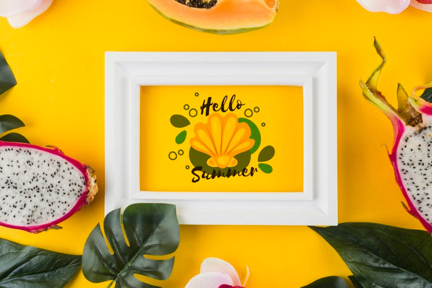 Flat Lay Frame Mockup For Summer Concepts Psd
