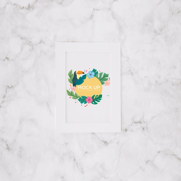 Flat Lay Frame Mockup On Workspace Psd