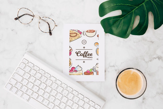 Flat Lay Frame Mockup On Workspace Psd