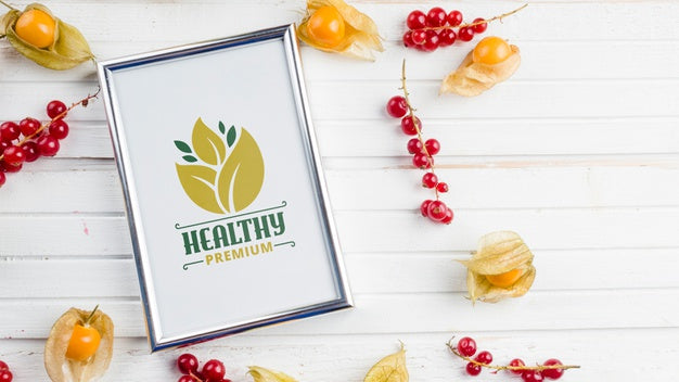Flat Lay Frame Mockup With Healthy Food Concept Psd