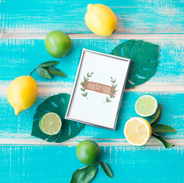 Flat Lay Frame Mockup With Healthy Food Concept Psd