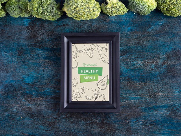 Flat Lay Frame Mockup With Healthy Food Psd