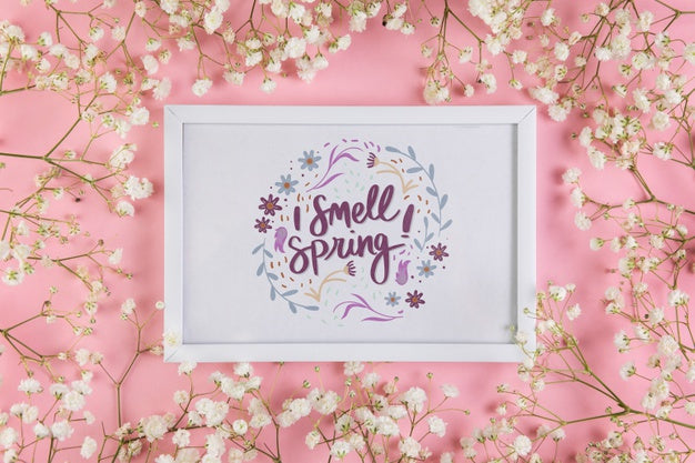 Flat Lay Frame Mockup With Spring Concept Psd