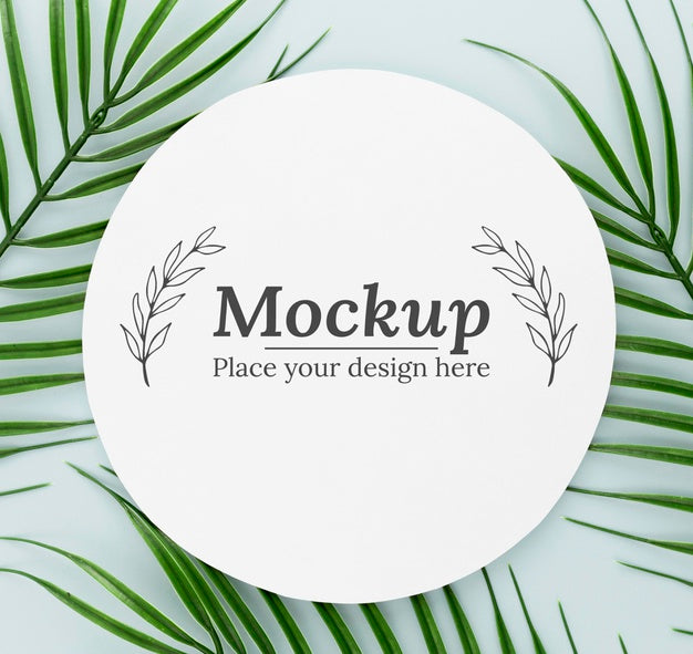 Flat Lay Green Leaves Composition With Mock-Up Psd