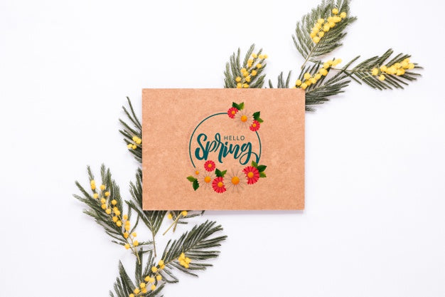 Flat Lay Greeting Card Mockup For Spring Psd