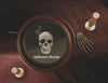 Flat Lay Halloween Round Frame With Skull On A Desk Psd