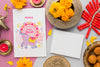 Flat Lay Happy Diwali Festival Mock-Up Copy Space Greeting Card Psd