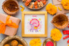 Flat Lay Happy Diwali Festival Mock-Up With Flowers Psd