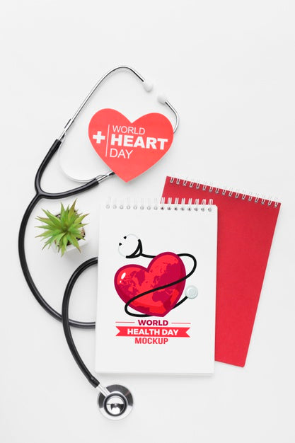 Flat Lay Health Day Mock-Up Succulent Plant Psd