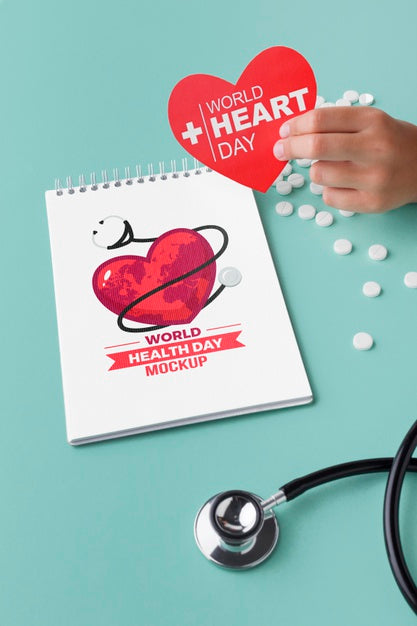 Flat Lay Health Day Mock-Up With Pills Psd
